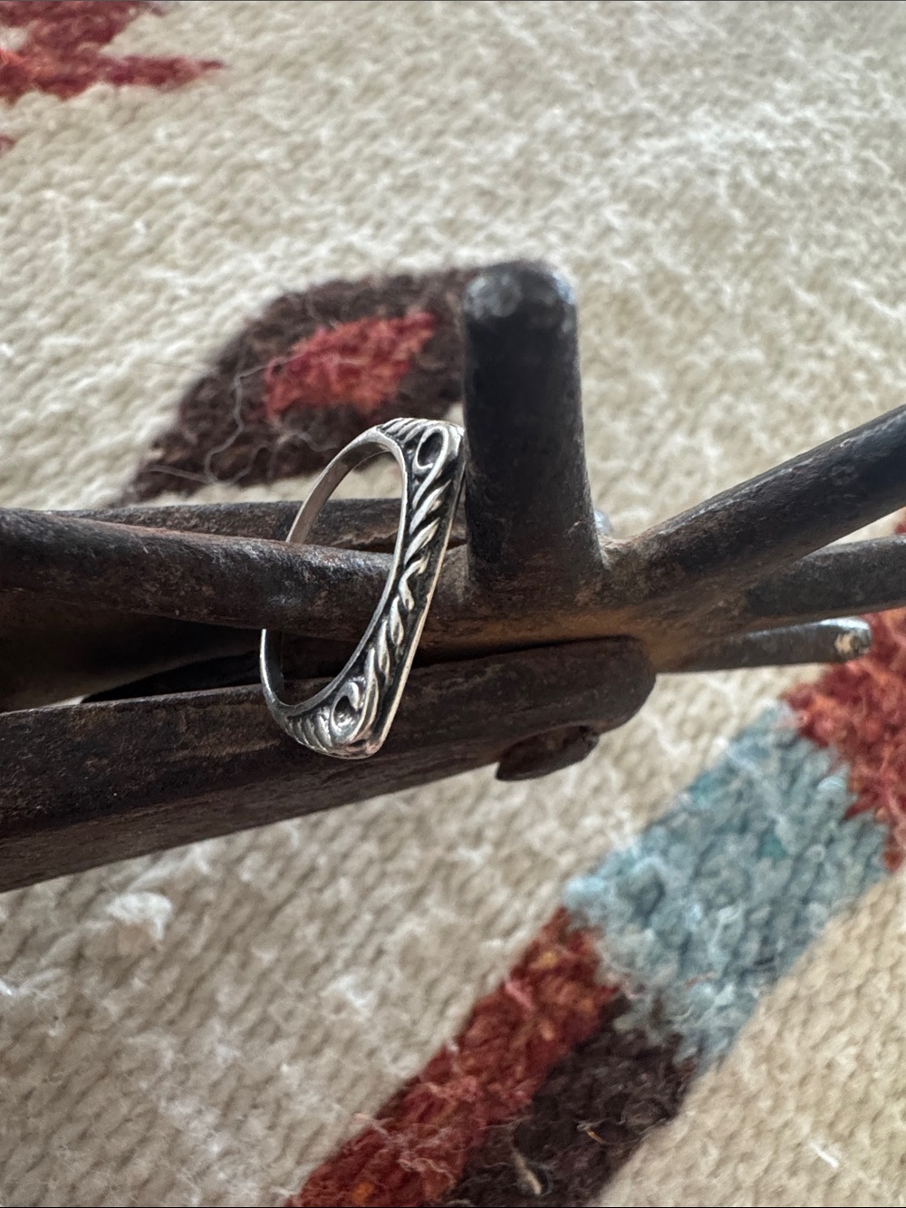Ornate Silver Stackable Ring - Picture 5 of 6